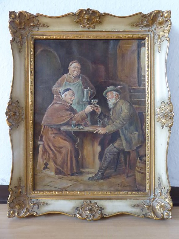Oil painting “Old friends after Grützner”