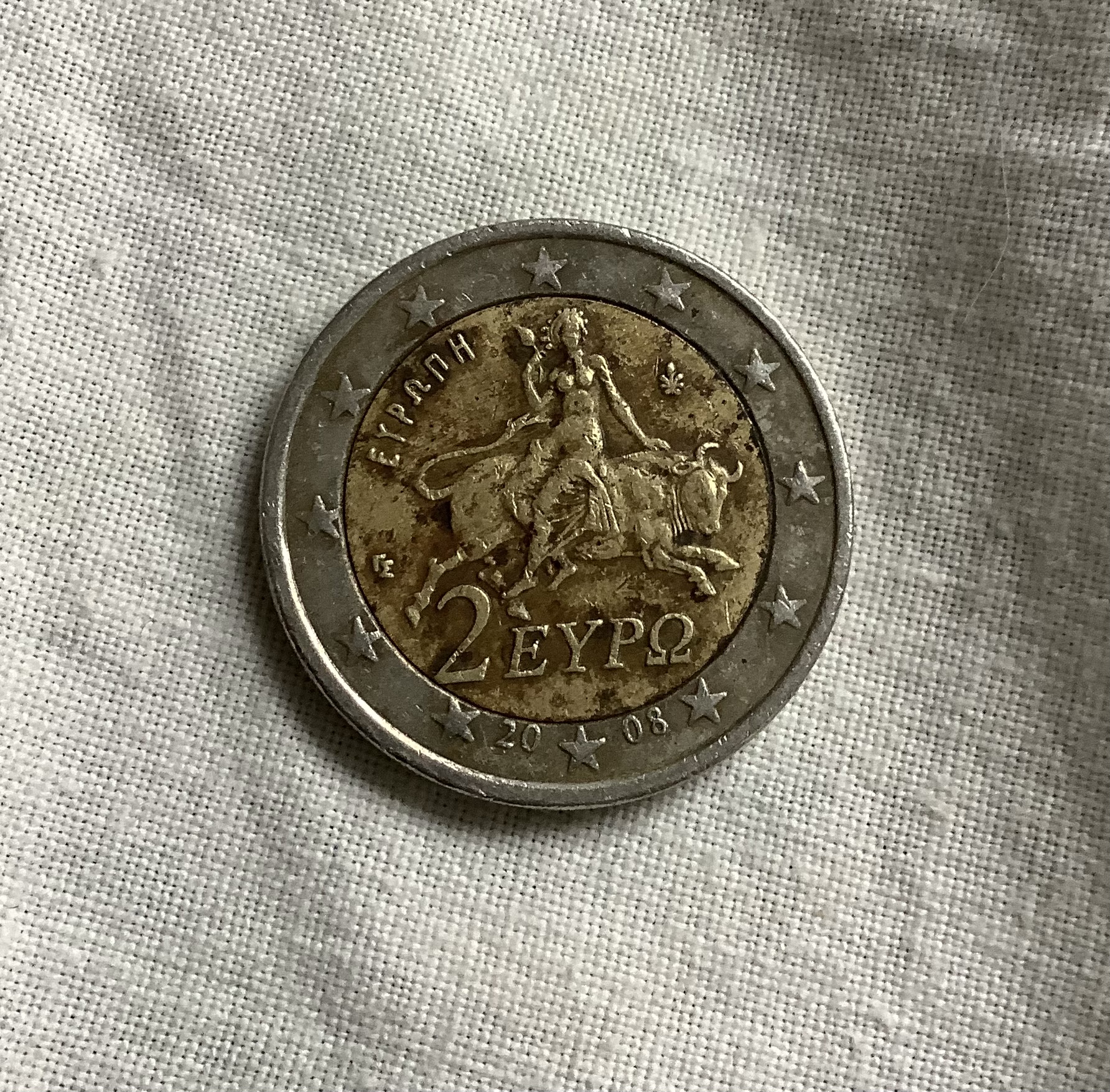 Misprint coin / Fehlpreagung Europa 2 Euro 2008