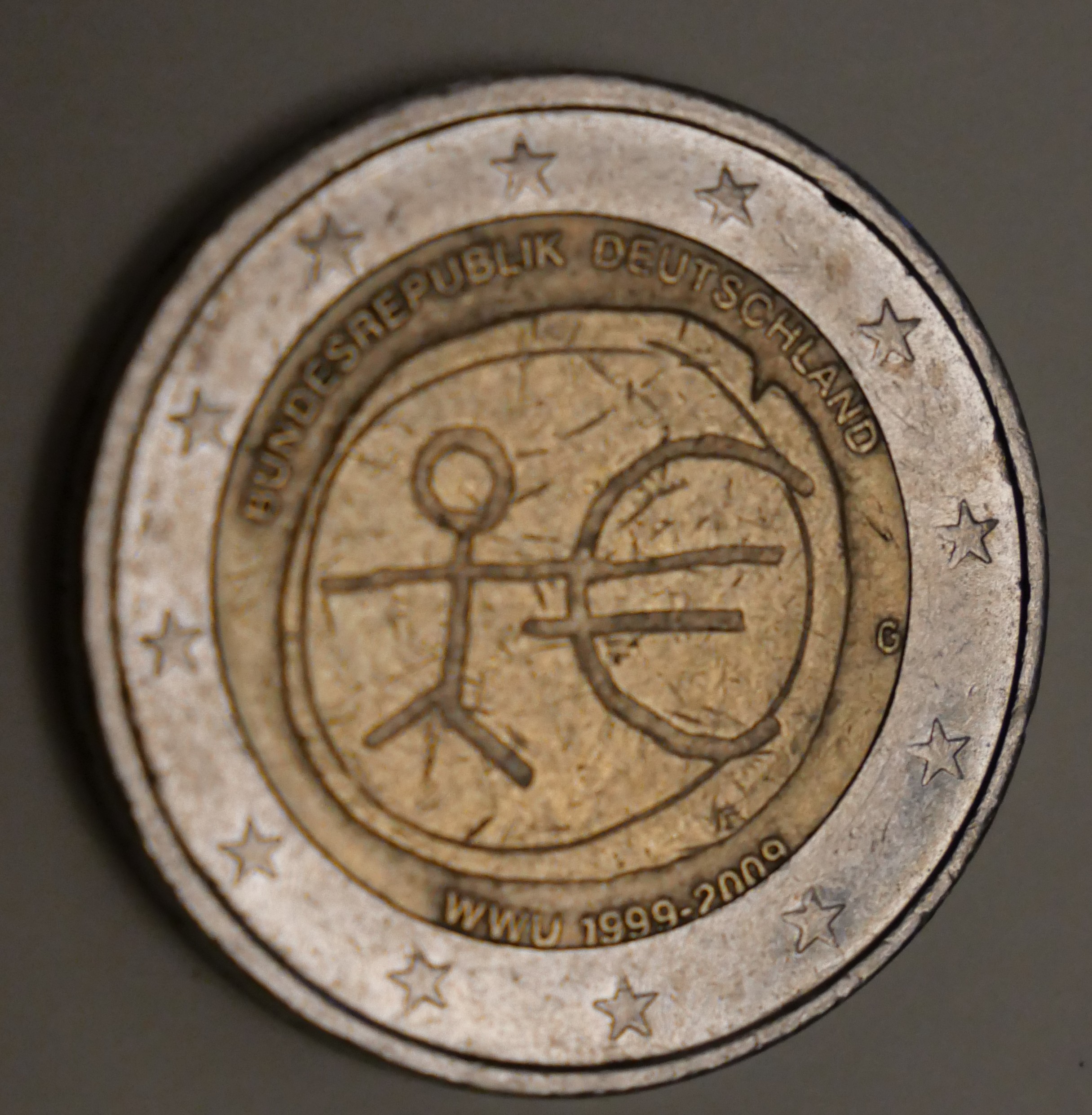 € 2 Mint-made errors  2€ Fehlprägung – Mint Error – BRD Jubiläumsmünze 1999 – 2009