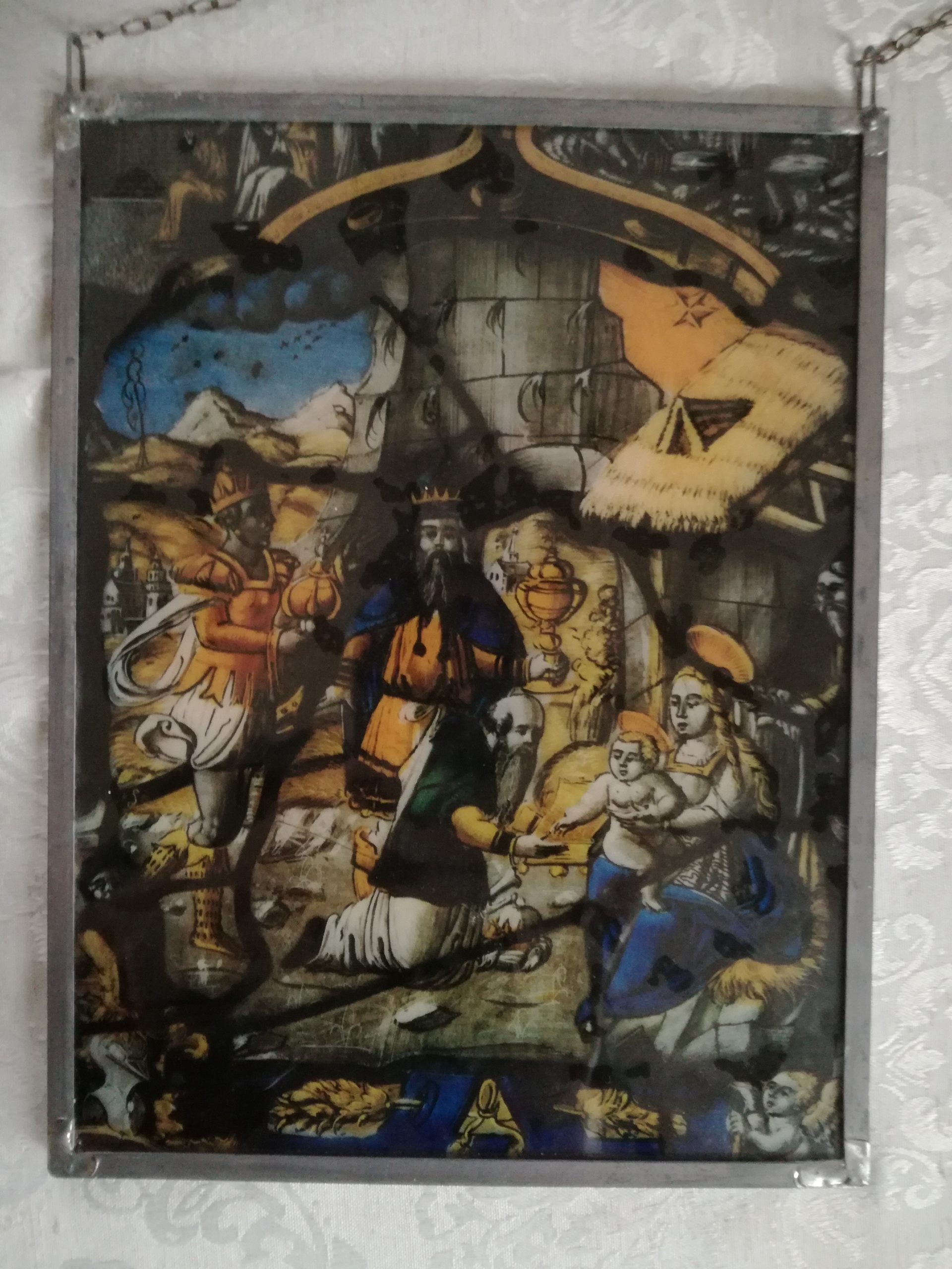 Glasmalerei Bild Krippe – Stained glass picture nativity scene