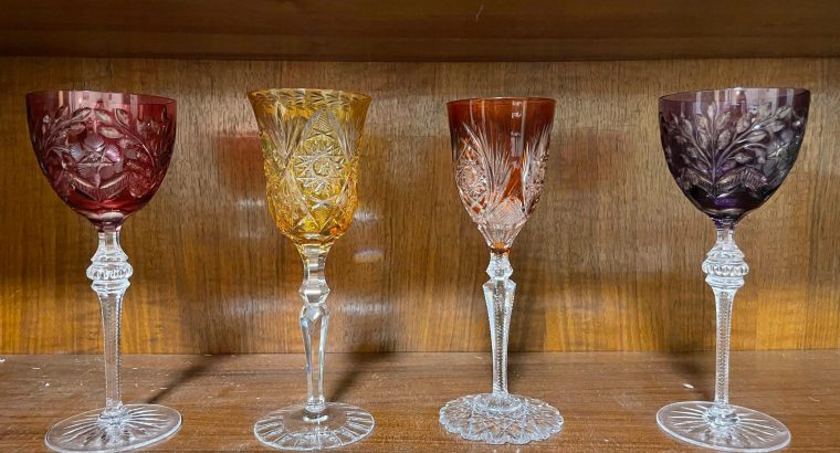 4 Kelche Kristall farbig – 4 colored crystal goblets