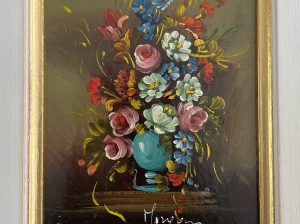 Beautiful floral still life / copper on oil with unknown artist