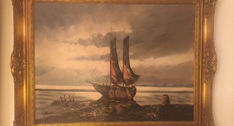 Two ships on sea / Oil on canvas