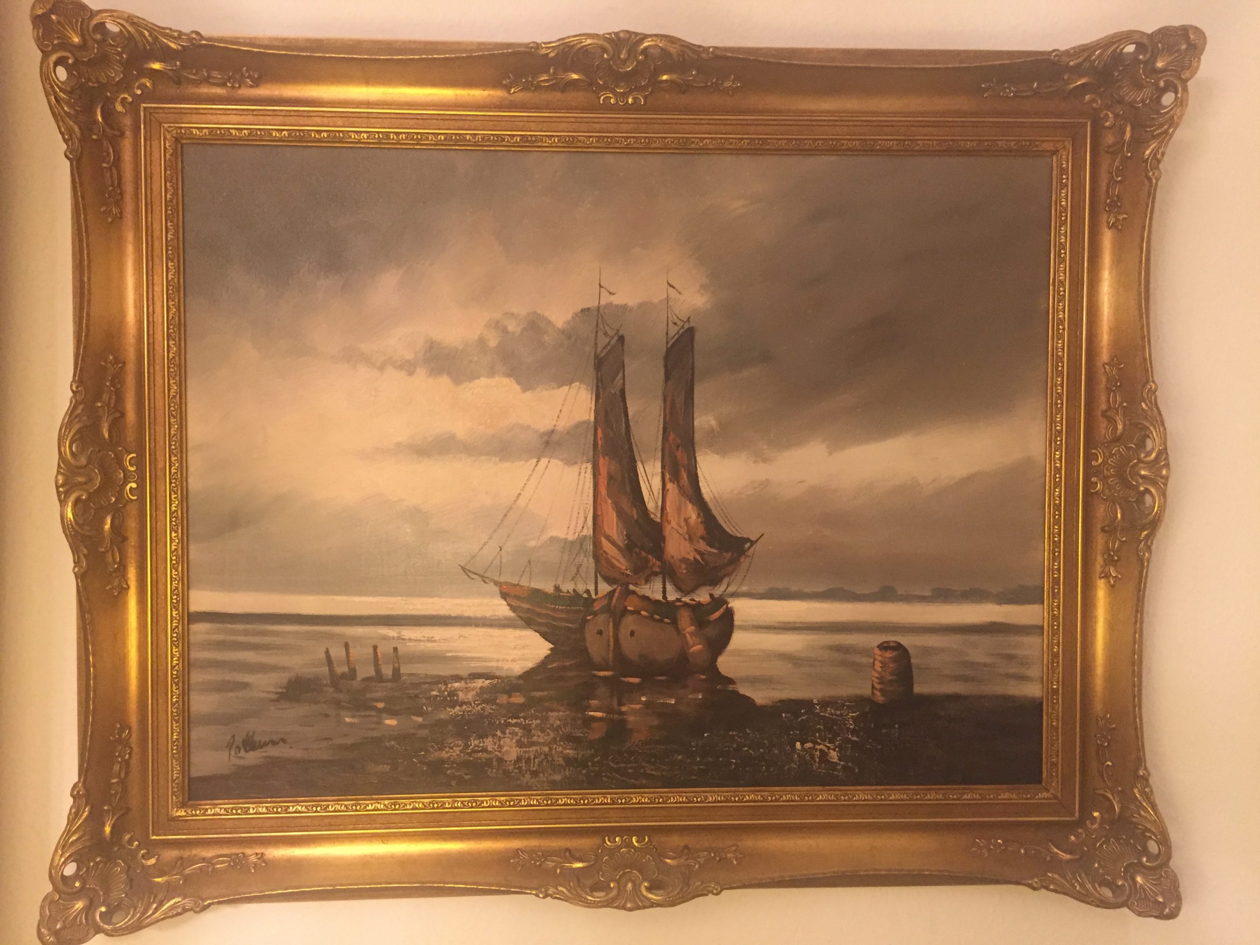 Two ships on sea / Oil on canvas