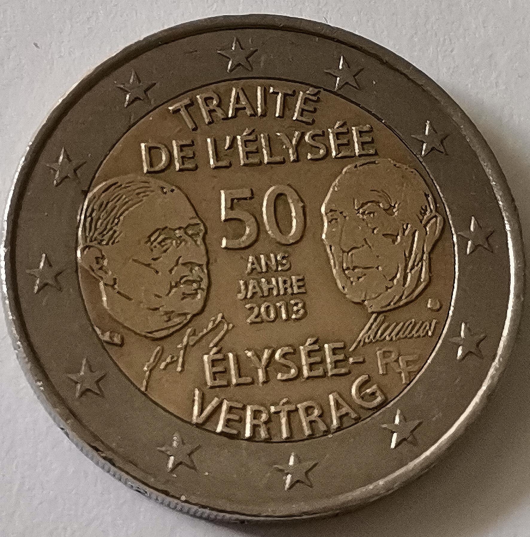 2 Euro Gedenkmünze TRAITE DE L’ELYSEE ELYSEE Vertrag 50 Jahre 2013