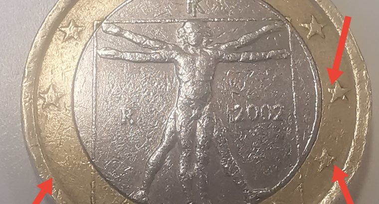 1 euro coin Italy 2002 unique mint error
